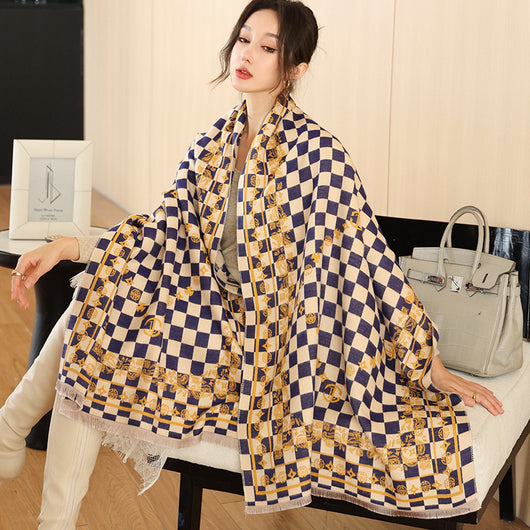Bufanda de Cachemira Elegante Estilo Nacional Reversible Jacquard Doble Cara - Image 7