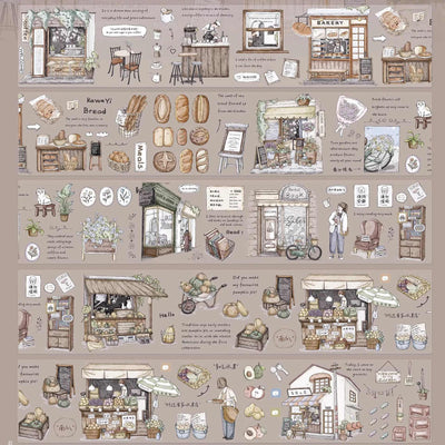 Die-cut PET tape stickers featuring pastel hand-drawn stationery like binder clips, paper clips, notepads, and clothespins. - Image 3