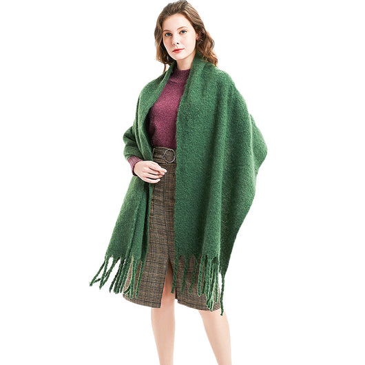 Bufanda Circular de Flecos Gruesos Colores Sólidos para Mujer