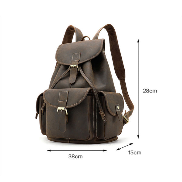 Mochila de Cuero Premium Impermeable con Gran Capacidad para Hombre
