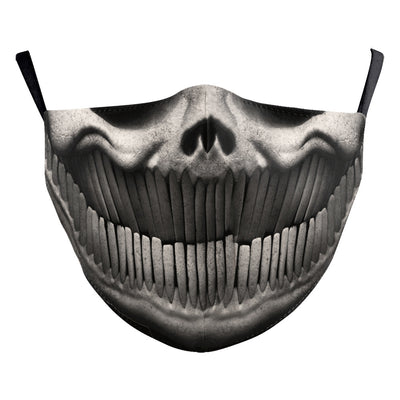 Halloween funny face mask with a digital print of a stitched-up face and yellow teeth, featuring ear hooks. - Image 6