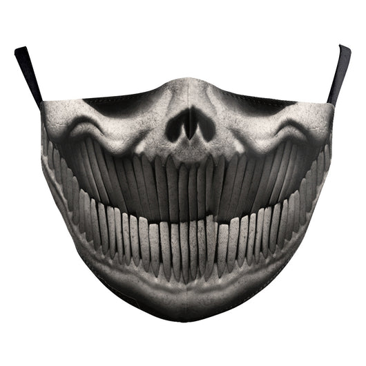 Halloween funny face mask with a digital print of a stitched-up face and yellow teeth, featuring ear hooks. - Image 6