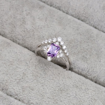 Anillo de Plata Esterlina con Amatista y Diamantes - Image 5