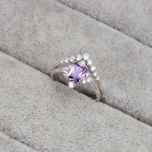 Anillo de Plata Esterlina con Amatista y Diamantes - Image 5