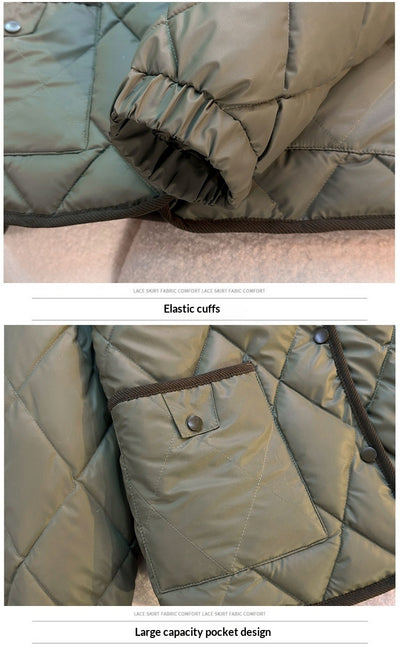 Chaqueta de Algodón Estampado Diamante - Suelta y Versátil - Image 7