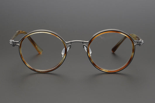 Lentes Retro de Titanio Puro Montura Redonda Carey para Miopía - Image 5