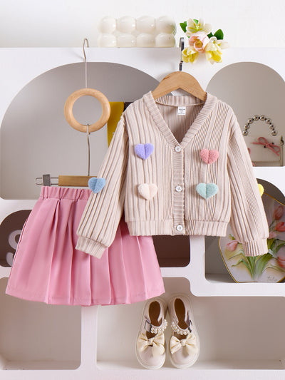 Conjunto Elegante: Abrigo Manga Larga y Falda Tableada Liso - Image 7