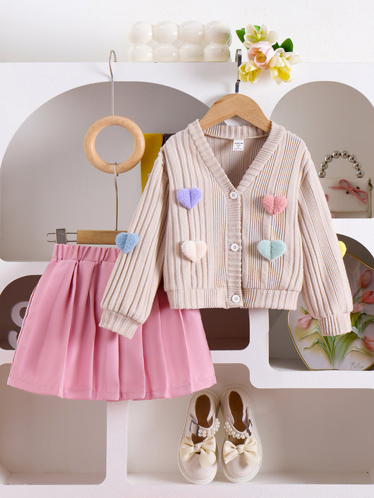 Conjunto Elegante: Abrigo Manga Larga y Falda Tableada Liso - Image 7