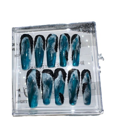 Uñas Artísticas Transparentes con Diseño Degradado Pintado a Mano HAILANG - Image 4