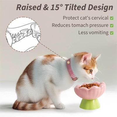 Comedero Elevado para Gatos de Cerámica Rosa - Diseño Inclinado Anti-Vómito y Fatiga de Bigotes - Image 11