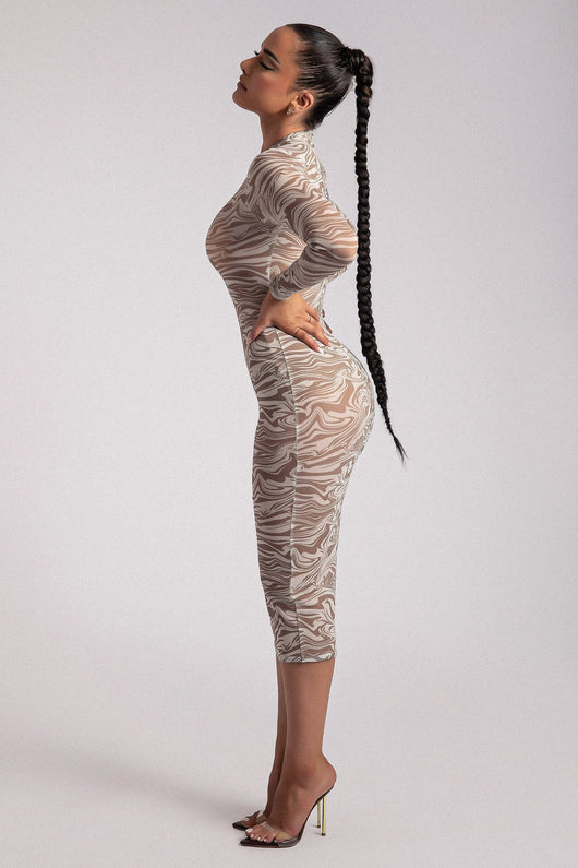 Falda Midi Transparente con Estampado de Leopardo y Mangas Largas - Image 4