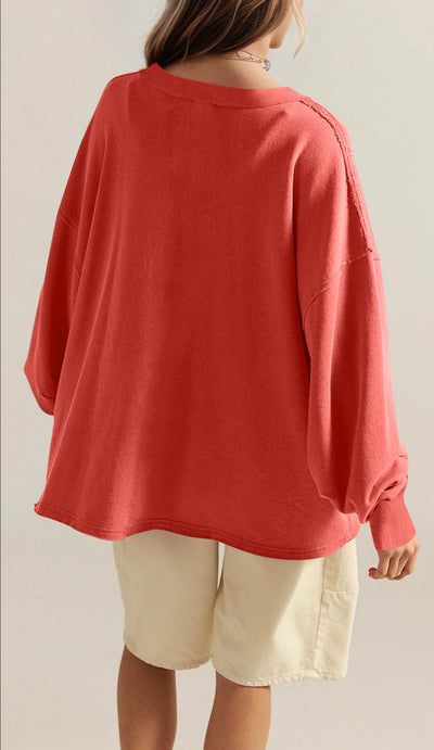 Blusa Suelta de Cuello V y Manga Larga en Colores Lisos para Mujer - Image 13
