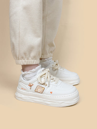 Zapatos Escolares de Plataforma en Cuero Blanco para Niñas - Image 6