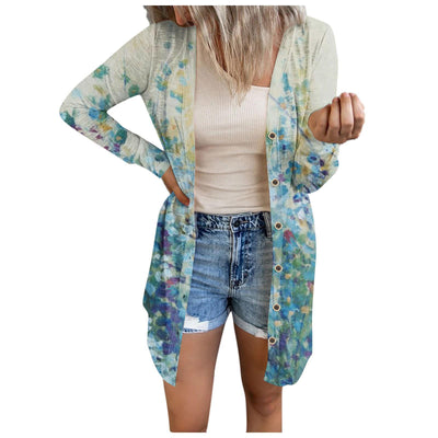 Abrigo Floral Talla Grande para Mujer - Largo Medio - Image 3