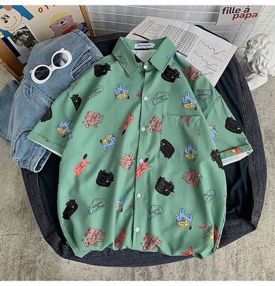 Camisa Floral para Pareja Estilo Hong Kong - Top Japonés Unisex - Image 17