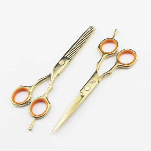 Tijeras de Peluquería Profesionales 5.5" con Mango Dorado Simétrrico - Image 3