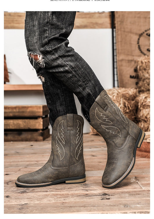 Bota Vaquera Retro Otoño Invierno - Estilo Western Clásico - Image 18