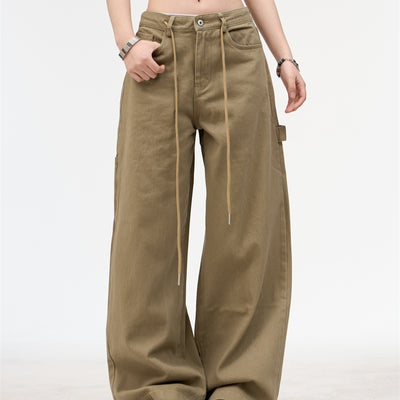 Pantalón Cargo Recto con Bordado de Alfabeto Retro y Múltiples Bolsillos para Mujer - Image 9