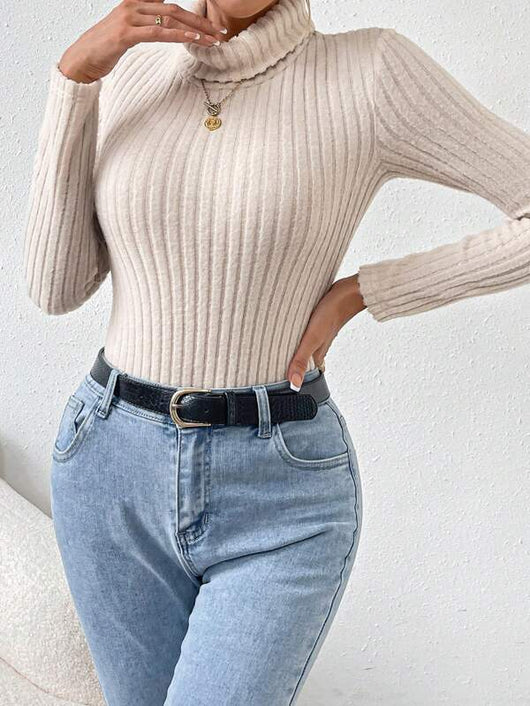 Jumpsuit de Punto Cuello Alto Estilo Francés Manga Larga - Image 10