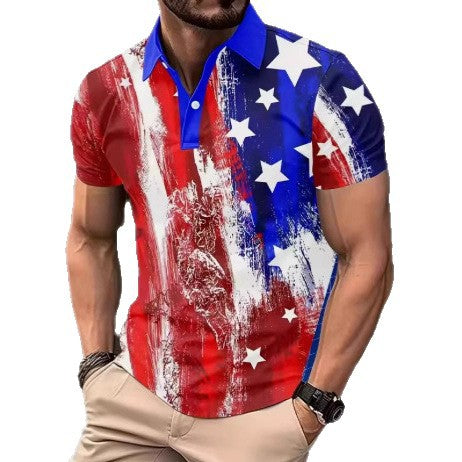 Camiseta Suelta de Manga Corta con Estampado Urbano para Hombre - Image 2