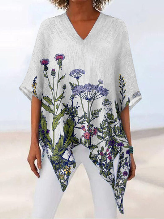 Camiseta Estampada Cuello V Manga Larga para Oficina - Image 4