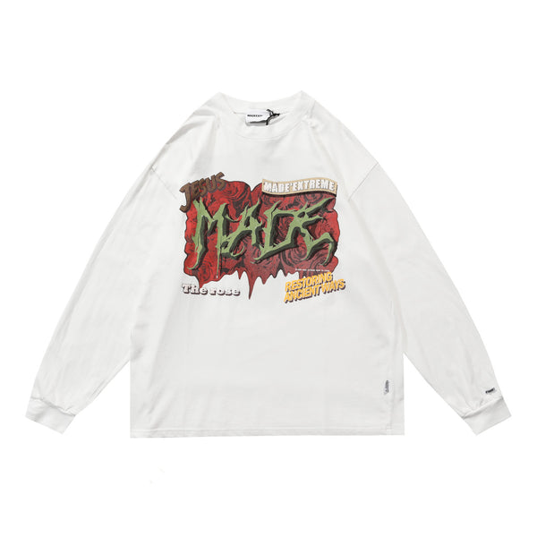 Playera Holgada con Estampado de Letras para Parejas - Manga Larga - Image 3