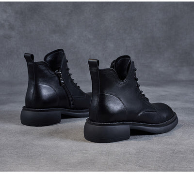 Botas Martin Cortas de Cuero con Cordones y Escote en V - Image 11