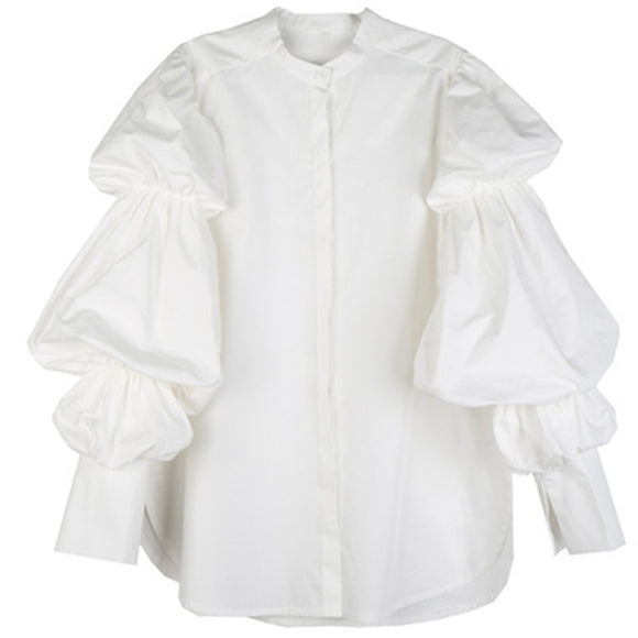 Blusa Suelta con Mangas Abullonadas - Estilo Personalidad Moda