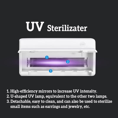 Mint green UV toothbrush sterilizer holder with a 'START' button and a display showing 'UV TOOTHBRUSH STERILIZER'. - Image 8