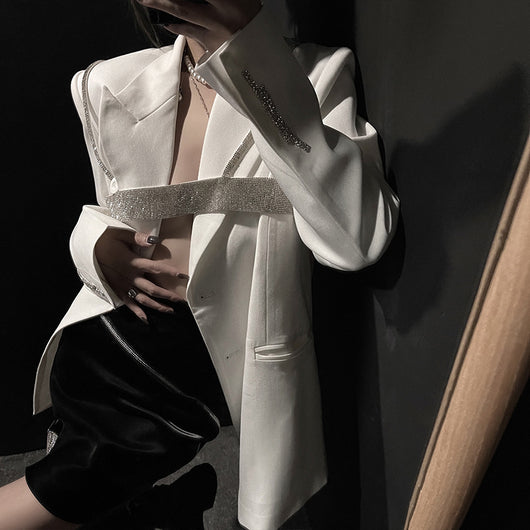 Blazer Doble Botonadura Blanco para Mujer - Traje Ejecutivo