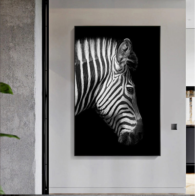 Cuadro de Lona Cebra Blanco y Negro - Arte de Pared Moderno para Sala de Estar