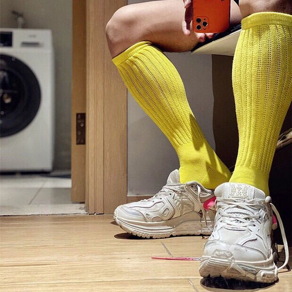 Calcetines Largos Deportivos de Algodón Terry Transpirable para Hombre