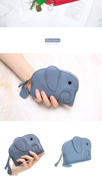 Monedero de Cuero Genuino Elefante Lindo - Cartera Mini Creativa - Image 21