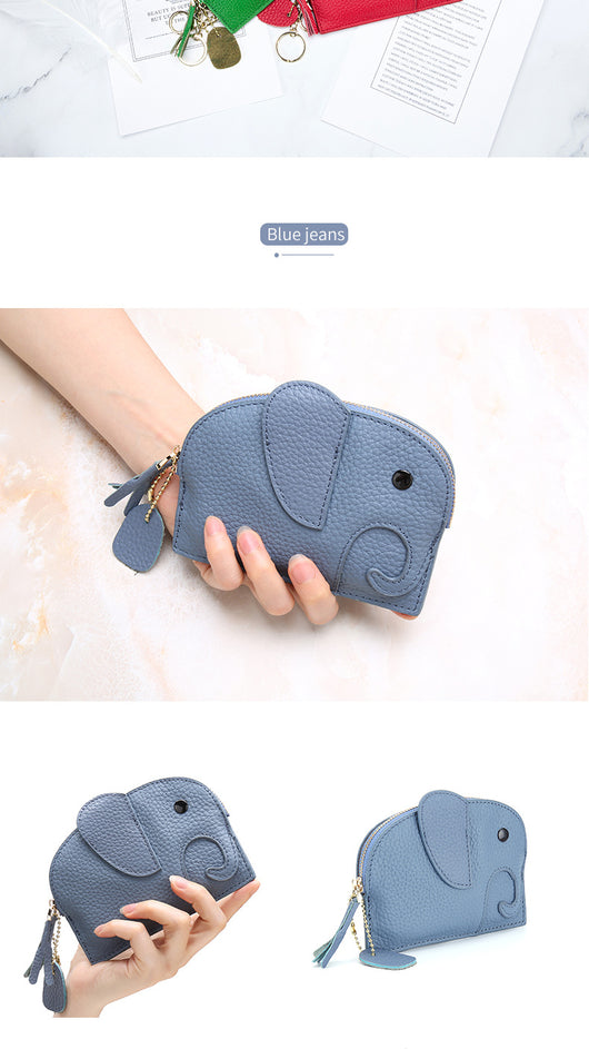 Monedero de Cuero Genuino Elefante Lindo - Cartera Mini Creativa - Image 21