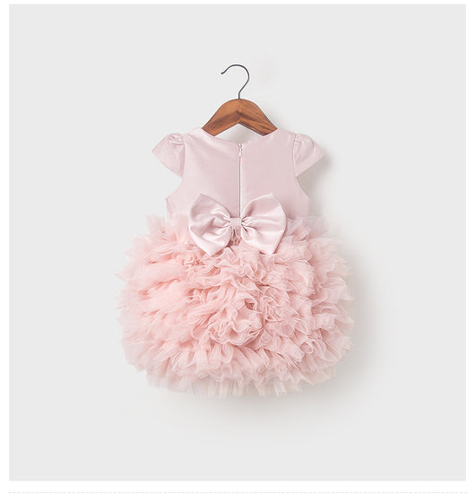 Vestido de Primer Cumpleaños Niña Rosa con Falda Tul Princesa - Image 7