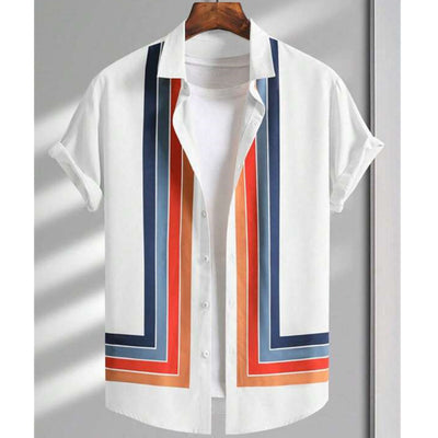Camisa Suelta Estampada de Manga Corta para Hombre - Image 13