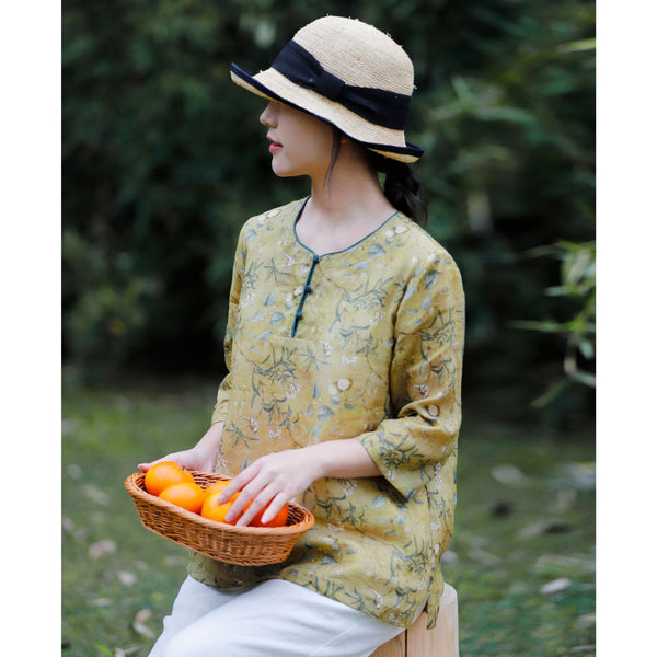 Blusa Lino Retro para Mujer - Diseño Vintage Verano