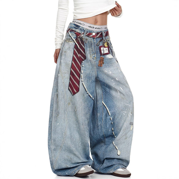 Jeans Bootcut Retro Tie-Dye Holgados para Hombre