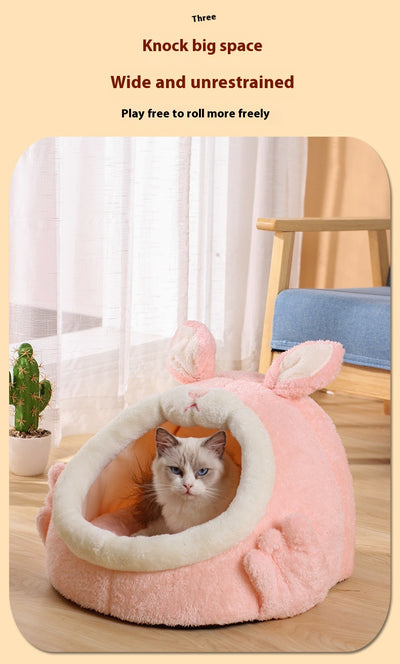 Cama Gatito Cerrada Rosa Conejo Gritón - Casa para Gatos Otoño Invierno - Image 19
