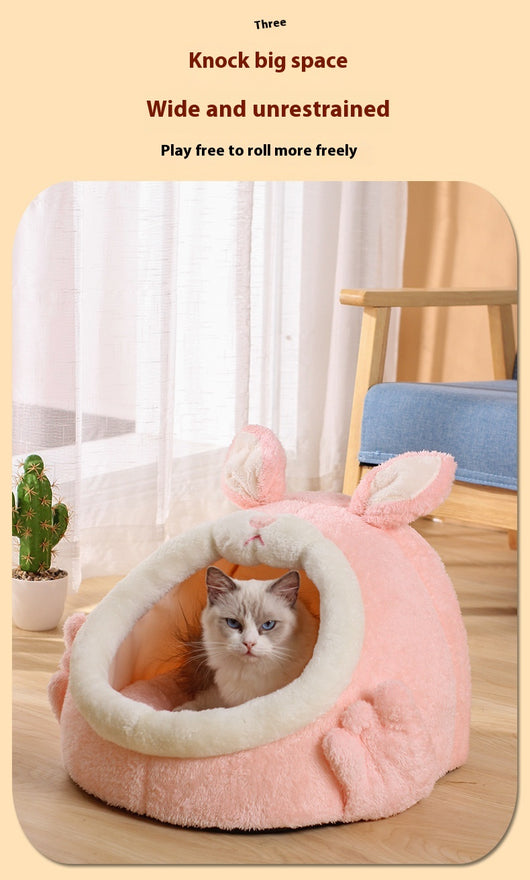 Cama Gatito Cerrada Rosa Conejo Gritón - Casa para Gatos Otoño Invierno - Image 19