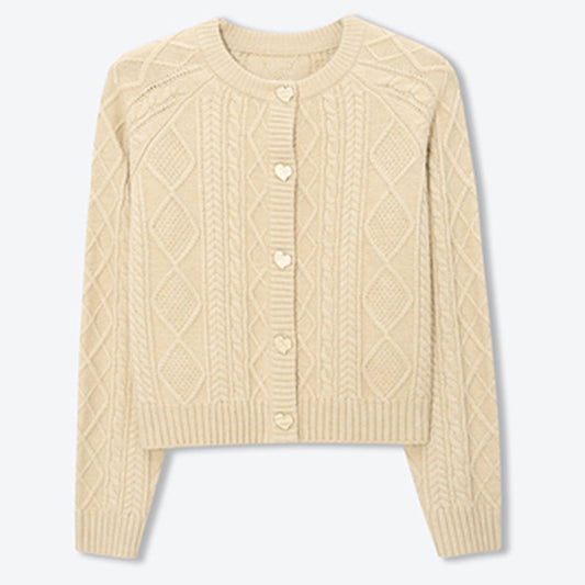Cardigan Tejido Mujer Cuello Redondo Suéter Suelto con Trenzas - Image 2