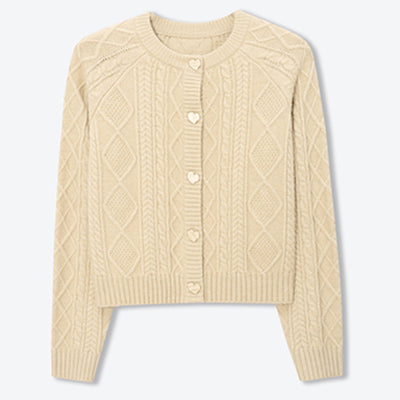 Cardigan Tejido Mujer Cuello Redondo Suéter Suelto con Trenzas - Image 2