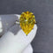 Anillo de Diamante Talla Gota en Circón Amarillo de Alto Carbono