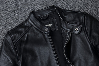 Chaqueta de Cuero Genuino Estilo Retro con Cuello Mao para Hombre - Image 14