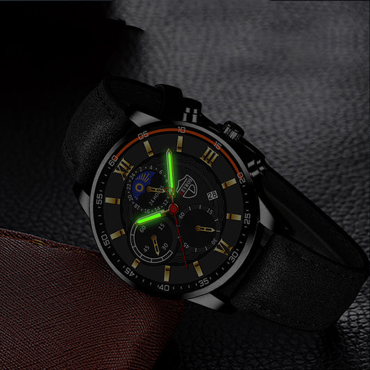 Reloj para Hombre Correa de Cuero con Calendario Automático y Esfera Luminosa