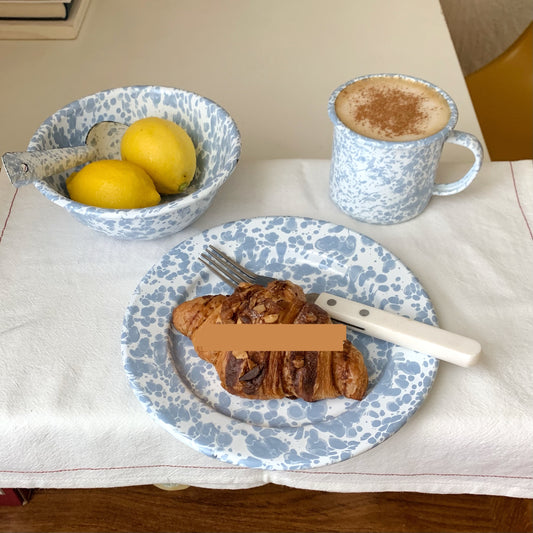 Tazón para Ensalada y Cereales con Diseño Artístico en Azul