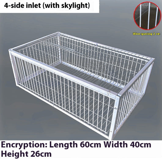 White wire pigeon cage with two side entrances and a skylight, measuring 60x40x26 cm with 2cm wire spacing. - Image 11