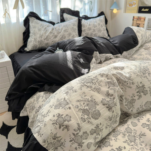 Juego de Cama Algodón Lavado Encaje Tulipán Estilo Coreano 4 Piezas - Image 2