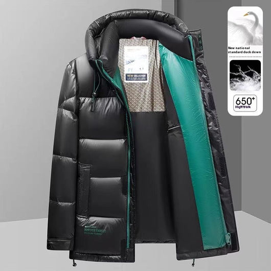 Chaqueta de Plumón Invierno Hombre con Grafeno - Abrigo Térmico Impermeable Negro y Dorado