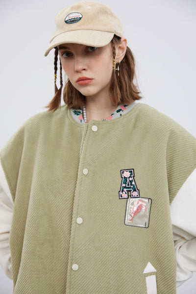 Chaqueta de Contraste con Bordado para Parejas Estudiantes - Image 10
